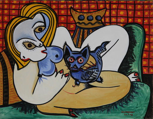 Philippe DARON - 绘画 - Femme avec chat