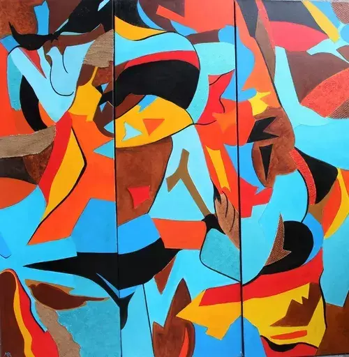 Brigitte MATHÉ - Painting - Life's Colors tryptique