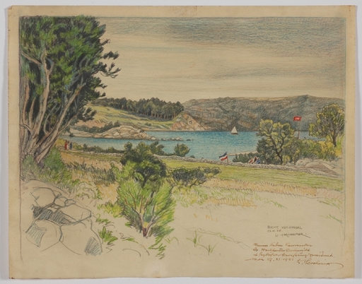 Ludwig HESSHAIMER - Zeichnung Aquarell - "Bay of Omisal/Croatia", 1935