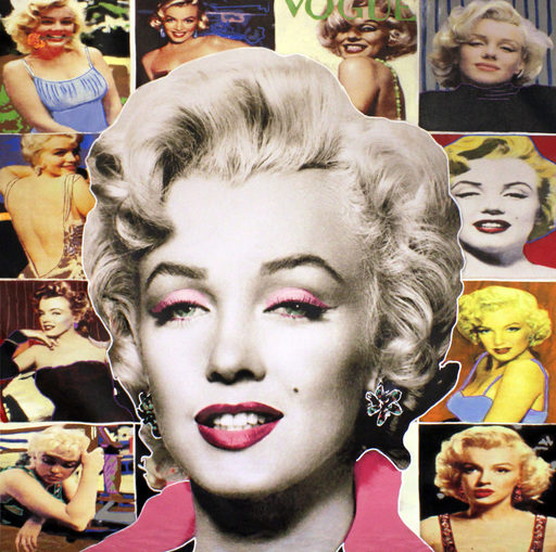 Steve KAUFMAN - Peinture - Pop Marilyn Collage - White Hair