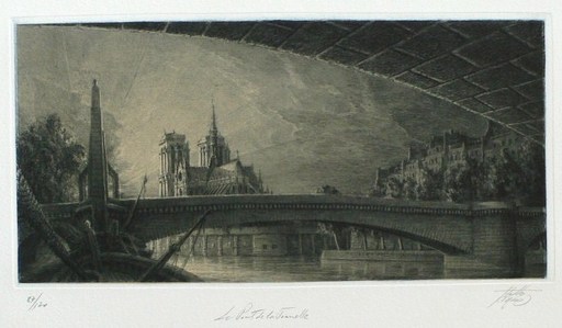Jean-Michel MATHIEUX-MARIE - Grabado - "Le pont de la Tournelle"