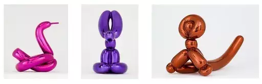 杰夫·昆斯 - 陶瓷  - Set of three Balloon Animals (Rabbit, Swan and Monkey)