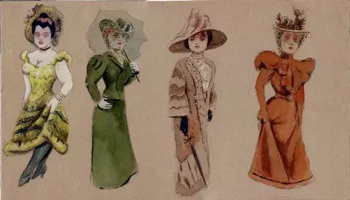 Alexander MÜLLEGG - Dibujo Acuarela - Elegant Women of Bern