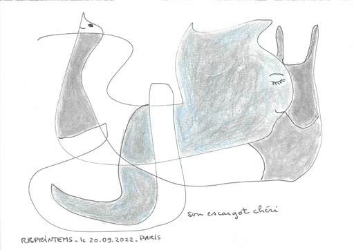 Reine BUD-PRINTEMS - Disegno Acquarello - "Son escargot chéri"