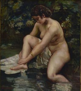 Giuseppe AMISANI - Gemälde - Donna al bagno