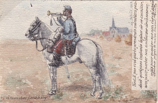 Fernand Lucien BIVEL - Disegno Acquarello - Chasseurs à cheval - Saint Malo
