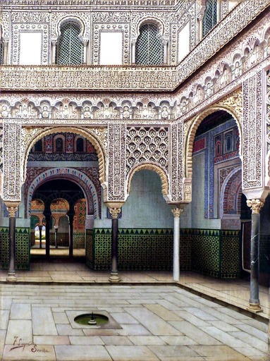 Fernando LIGER HIDALGO - Gemälde - Interior of Alcazar of Seville
