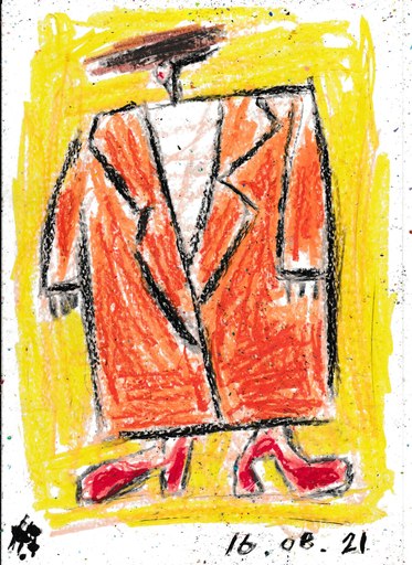 Harry BARTLETT FENNEY - Drawing-Watercolor - orange coat, dorothy shoes 4  (16 08 21)