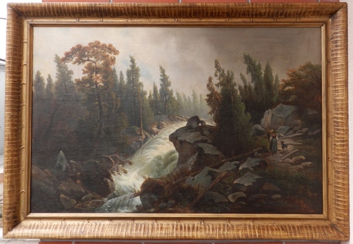 Raoul Edmond MARIE - Peinture - Taking a walk in a mountain stream