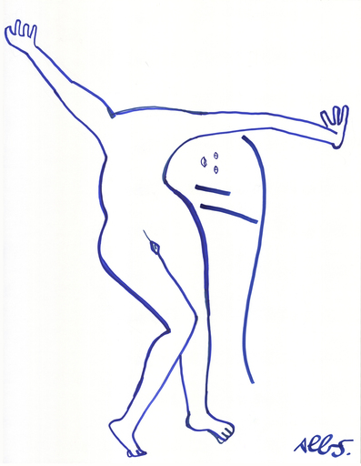 Marc ALBARANES - Zeichnung Aquarell - femme joyeuse