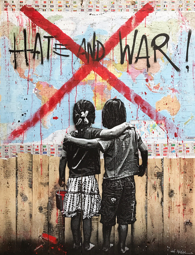 JEF AÉROSOL - Pittura - HATE AND WAR