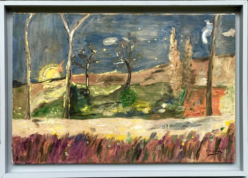 Paul Elie GERNEZ - Peinture - Couché de soleil à Vasouy - Honfleur