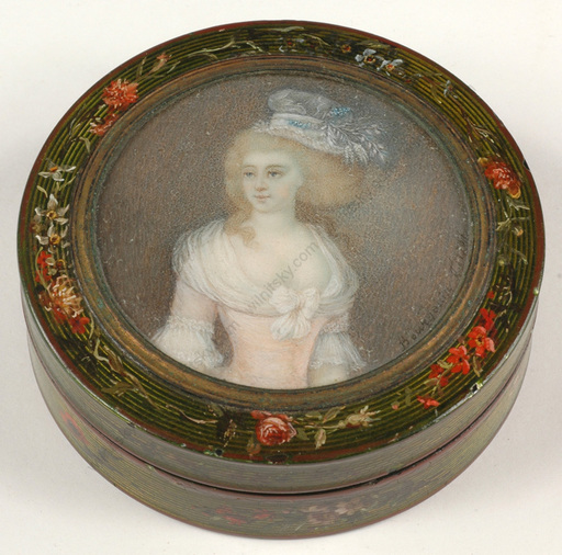 François-Joseph BOURGOIN - Miniatura - "Round box with portrait miniature", 1785