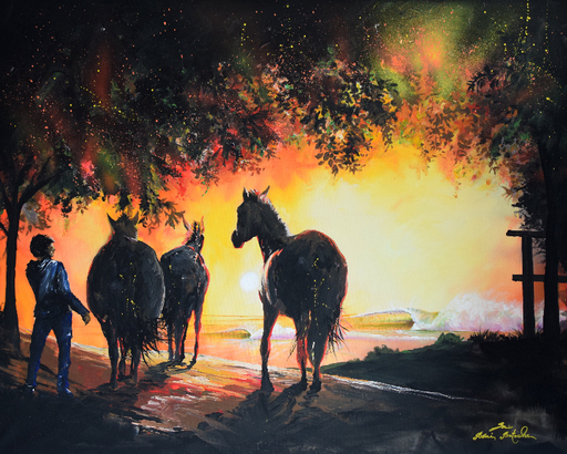 Rémi BERTOCHE - Painting - Horses Paradise