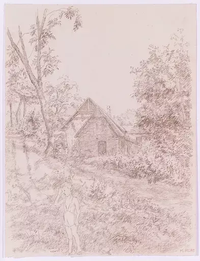 Maria PILAT - Drawing-Watercolor - "Village Motif", Drawing, ca.1930