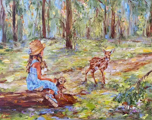 Diana MALIVANI - Painting - Walk in the Sunny Forest