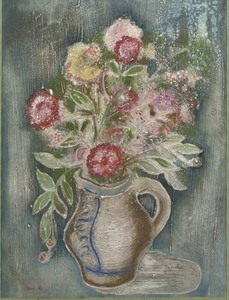Jankel ADLER - Painting - Terracotta Vase of Flowers