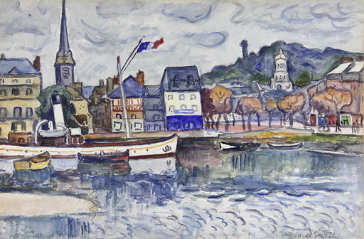 Henri Liénard DE SAINT-DELIS - Drawing-Watercolor - Vue d'Honfleur