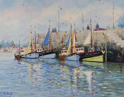 Alain BOUJU - Painting - « L’avant port de Honfleur »