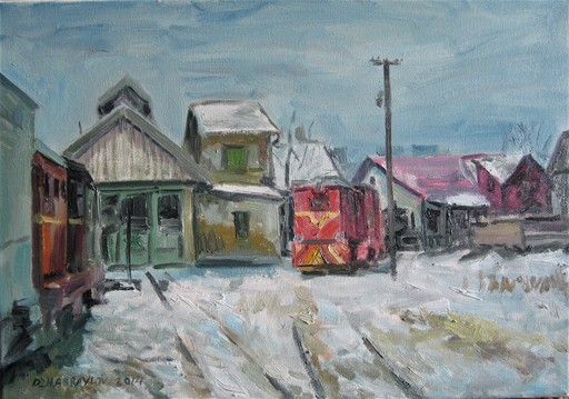 Vasyl DZHABRAYLOV - Pintura - 'TRAIN DEPOT' 