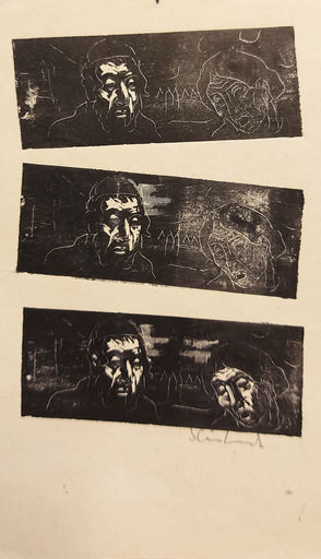 Jakob STEINHARDT - Stampa-Multiplo - Old Couple-3 trail  woodcuts 