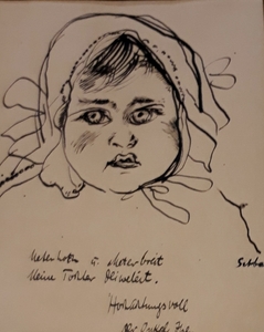 Shalom Siegfried SEBBA - Drawing-Watercolor - Head of a Girl/The artist's Daughter, circa 1920