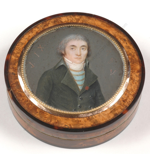Nicolas JACQUES - Miniature - "Portrait of a former émigré", box with miniature, 1802