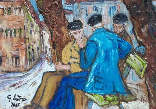 Georges AUTRAN - Painting - les 3 clochards