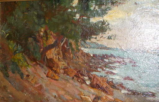 Paul-Charles CHOCARNE-MOREAU - Gemälde - Cote rocheuse