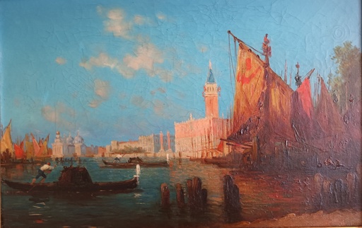 Antoine BOUVARD - Gemälde - Venise le grand canal et la place saint marc