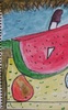 Francisco VIDAL - Drawing-Watercolor - Watermelown on yellow table