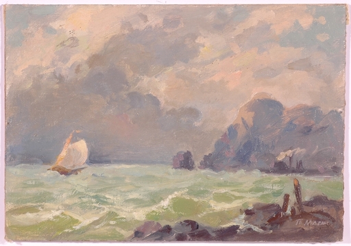 Piotr MAGRO - Pittura - "Seascape", Oil Painting, ca.1960