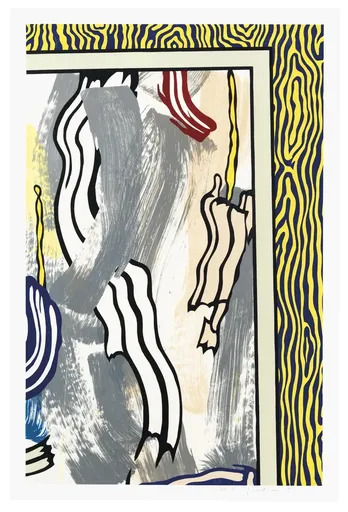 Roy LICHTENSTEIN - Print-Multiple - Painting on Blue and Yellow Wall