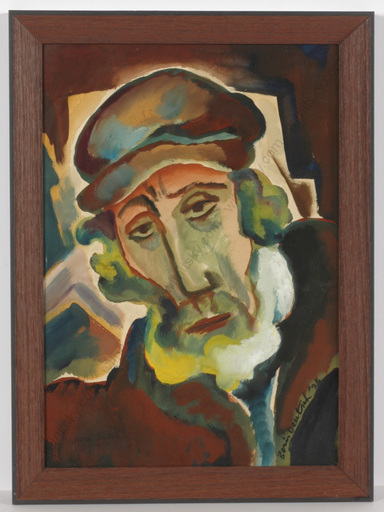 Boris DEUTSCH - Dibujo Acuarela - "Head of a shtetl Jew", gouache, 1926