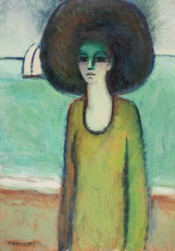 Jean-Pierre CASSIGNEUL - Painting - Femme au bord de la mer