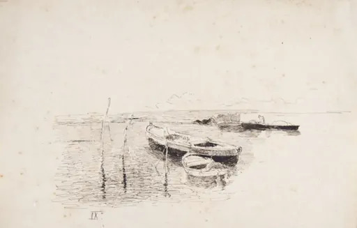 Luigi NONO - Drawing-Watercolor - Barche in Laguna
