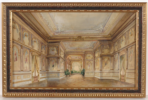 Frans HEINRICH - Disegno Acquarello - "Palais Interior", watercolor, 2nd half of 19th century