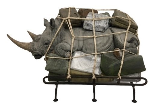 Stefano BOMBARDIERI - Sculpture-Volume - Bagaglio rinoceronte medio