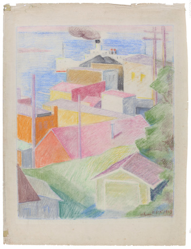 Edmund Daniel KINZINGER - Dessin-Aquarelle - St. Ignace, 1929. 