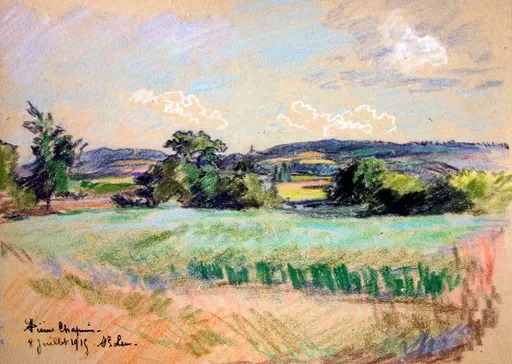 Pierre CHAPUIS - Zeichnung Aquarell - Paysage des environs de Saint Leu