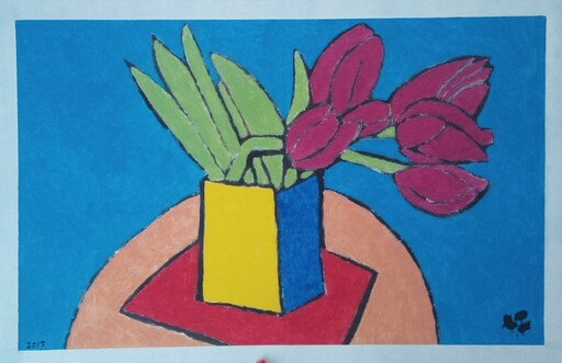 Harry BARTLETT FENNEY - Peinture - six maroon tulips