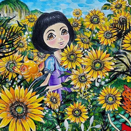 Seung-Hun SHIN - Gemälde - Fantasy Jejuisland - island girl story