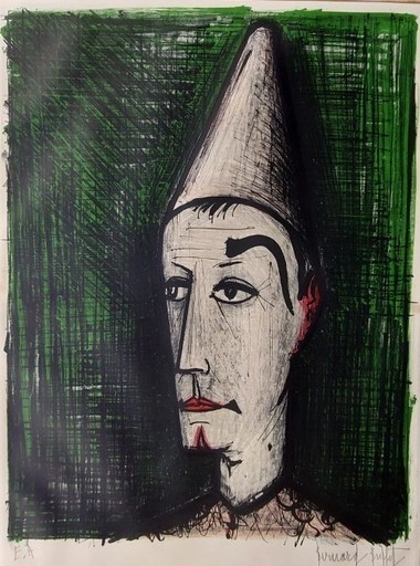 Bernard BUFFET - Druckgrafik-Multiple - Clown au fond vert (1960)