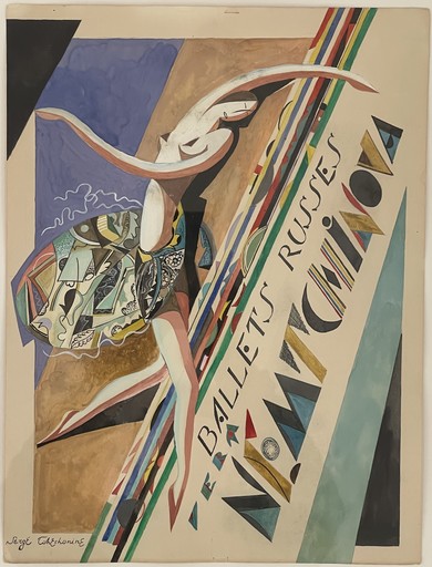Serge TCHECHKONINE - Drawing-Watercolor - TCHEKHONINE Serge - Projet de couverture de théâtre, 1930