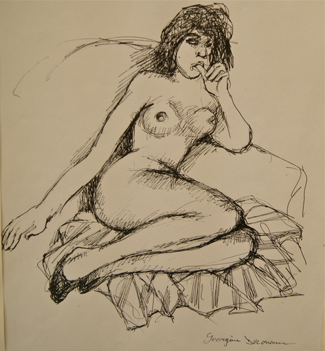 Georgine DUPONT - 水彩作品 - Femme nue au sofa.