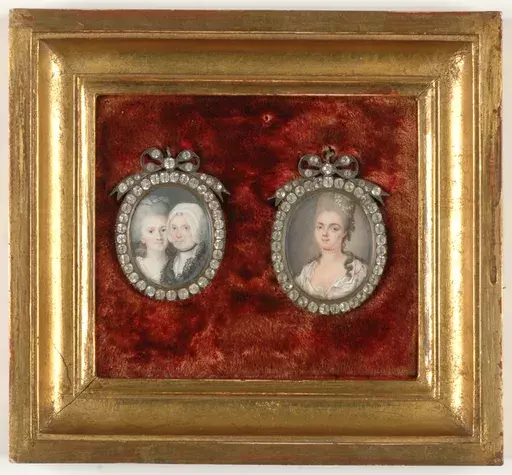 Miniature - "Daughter, mother, grandmother" 2 miniatures on ivory