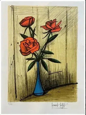 Trois roses dans un vase de | Bernard BUFFET | Compra de arte
