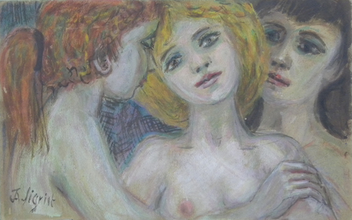 Jean Jacques Adolphe SIGRIST - Drawing-Watercolor - TROIS AMIES ...