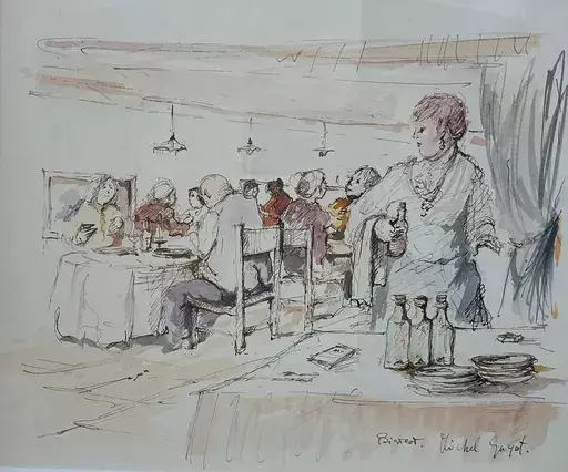Michel GUYOT - Drawing-Watercolor - Le bistrot