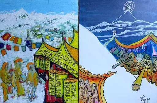 Bernard PINEAU - Painting - D094P20 Tibet Sons